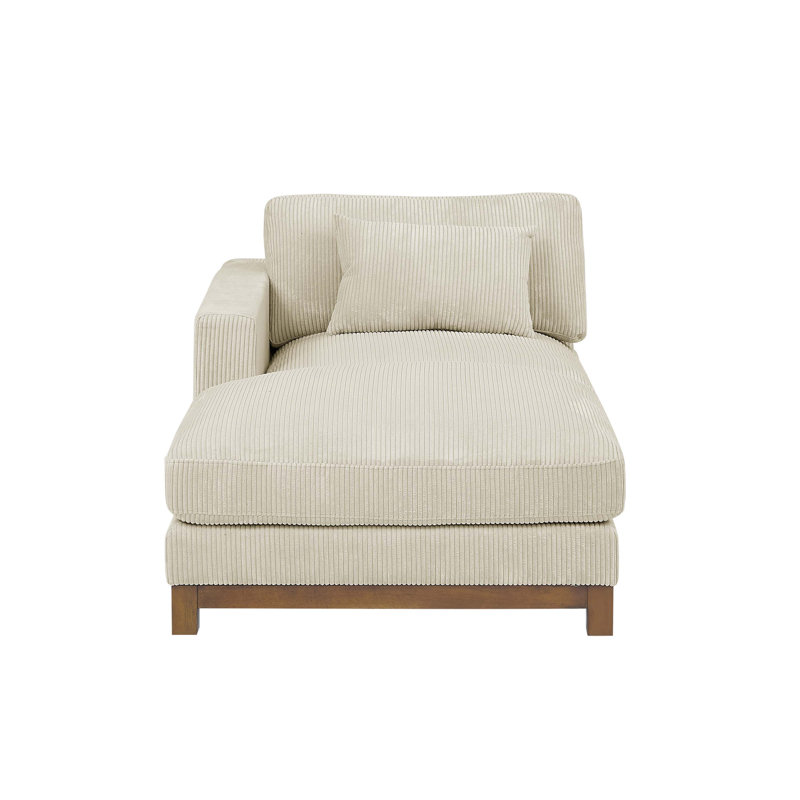 Jadda Upholstered Chaise Lounge, Left Hand Facing, Cream Corduroy