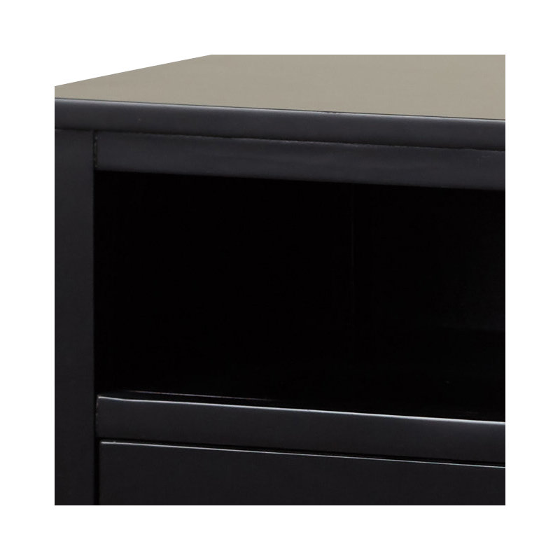 Kingsbridge 53cm W Solid + Manufactured Wood Bedside Table, Black