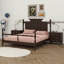 Ensemble de chambre à coucher 3 pièces, lit plateforme à baldaquin avec 2 tables de chevet à trois tiroirs, ensemble de chambre à coucher en bois de style rétro-1806991729-1806991731