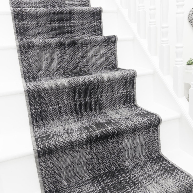 Stair Runner Plaid Flatweave Area Rug, Runner 60 x 720 cm