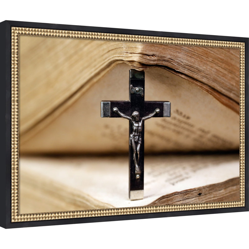 «Christian Cross Bible Scripture», reproduction d'art sur toile encadrée