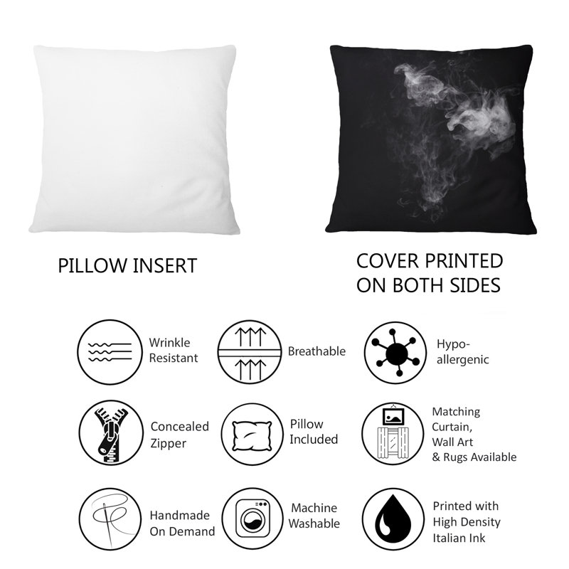 Nuage de gris fumée dans le noir - Coussin décoratif imprimé moderne