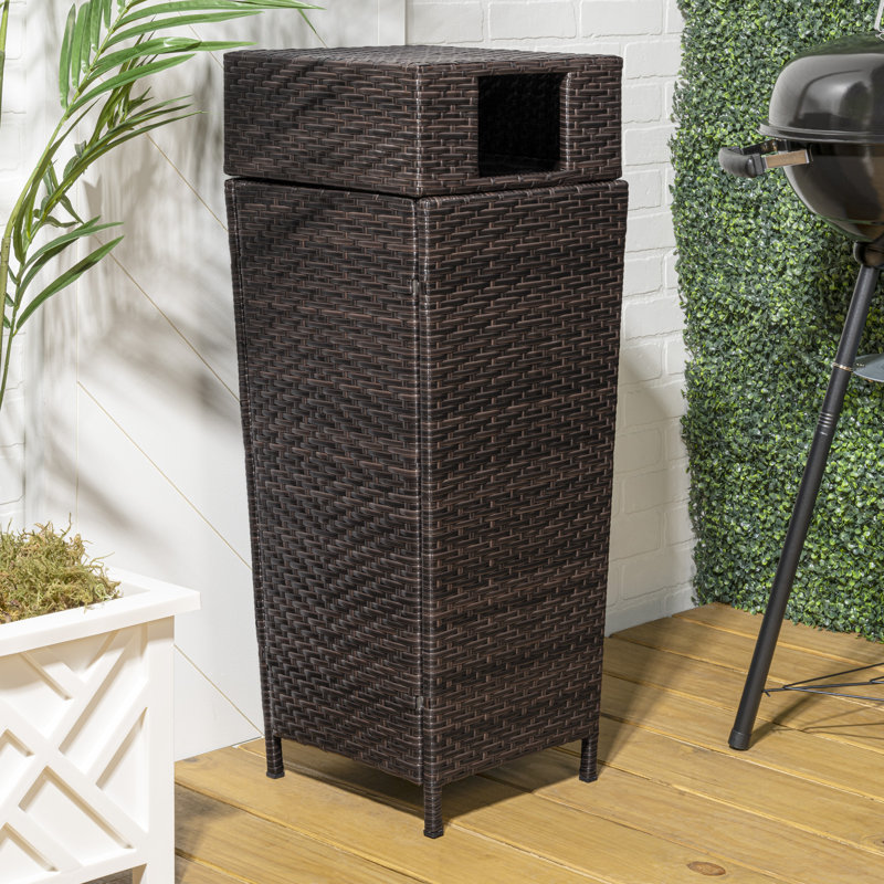 Keaton Brown 24.13-Gallon Wicker and Metal Outdoor Trash Can