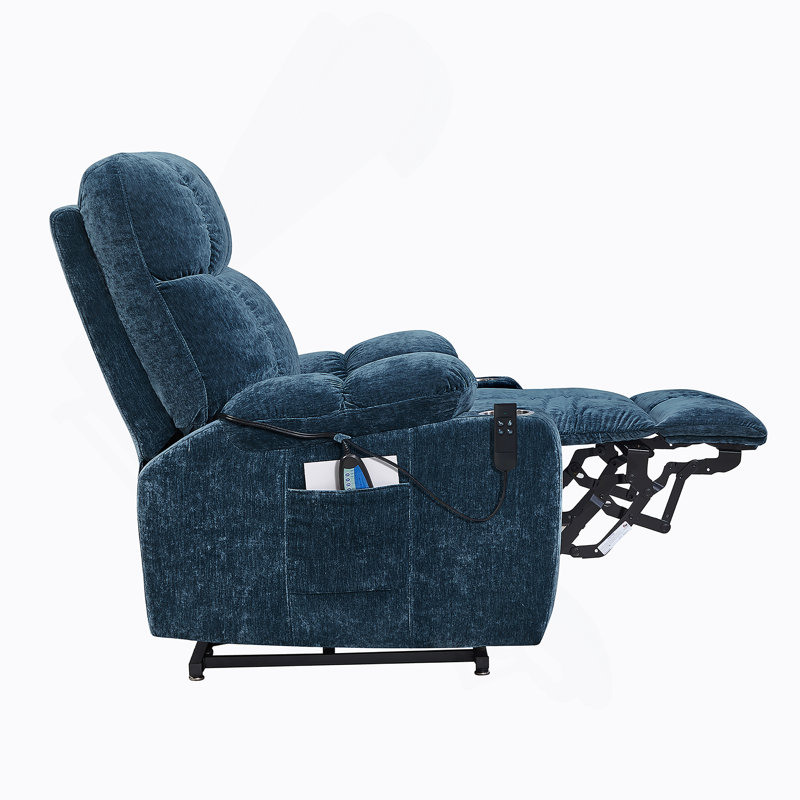 Double fauteuil inclinable motorisé OKIN, avec fauteuil chauffant, Bleu
