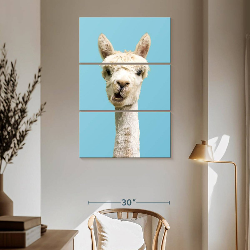 Brampt White Funny Alpaca, 65" H x 42" W