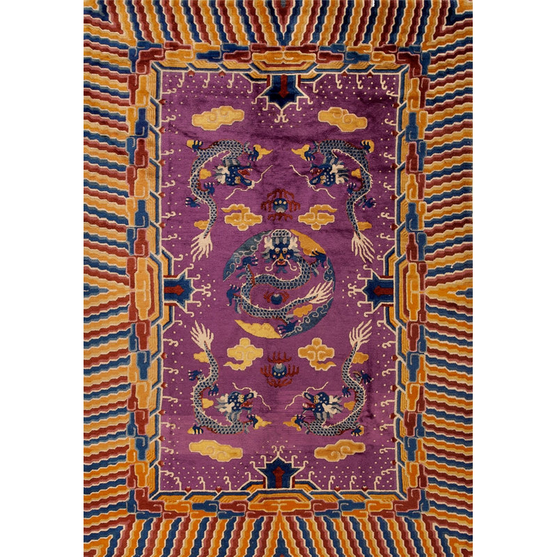 Antique Ningxia Chinese Allover Knotted Rug