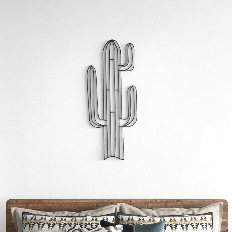 Décoration murale en métal pour plante cactus