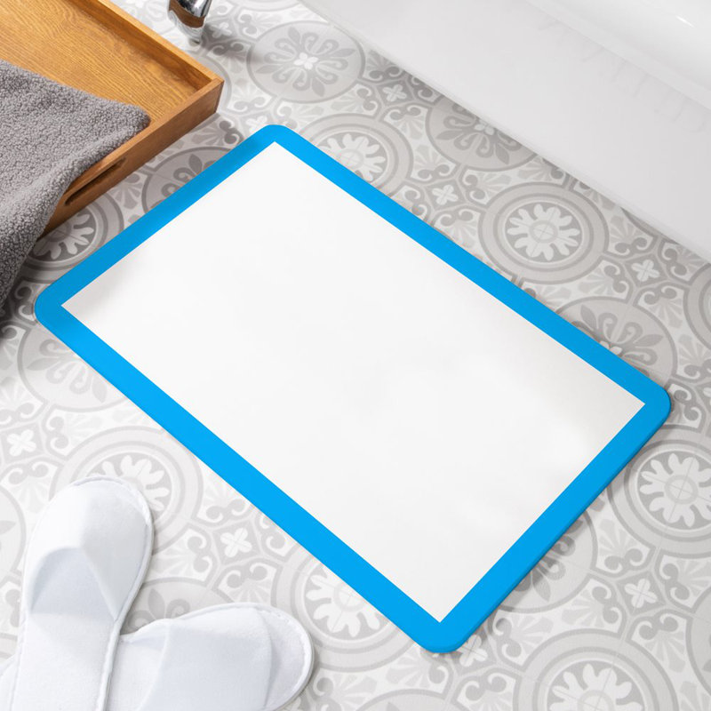 Non-Slip Bath Mat, Blue/White