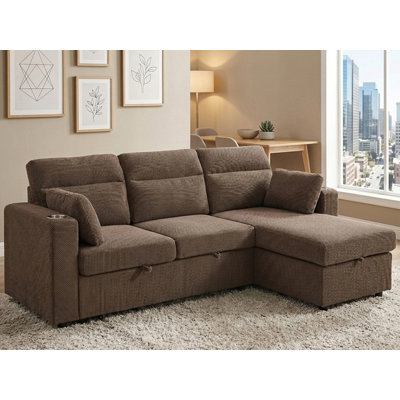 Pull-Out Sofa Bed With Reversible Storage Chaise