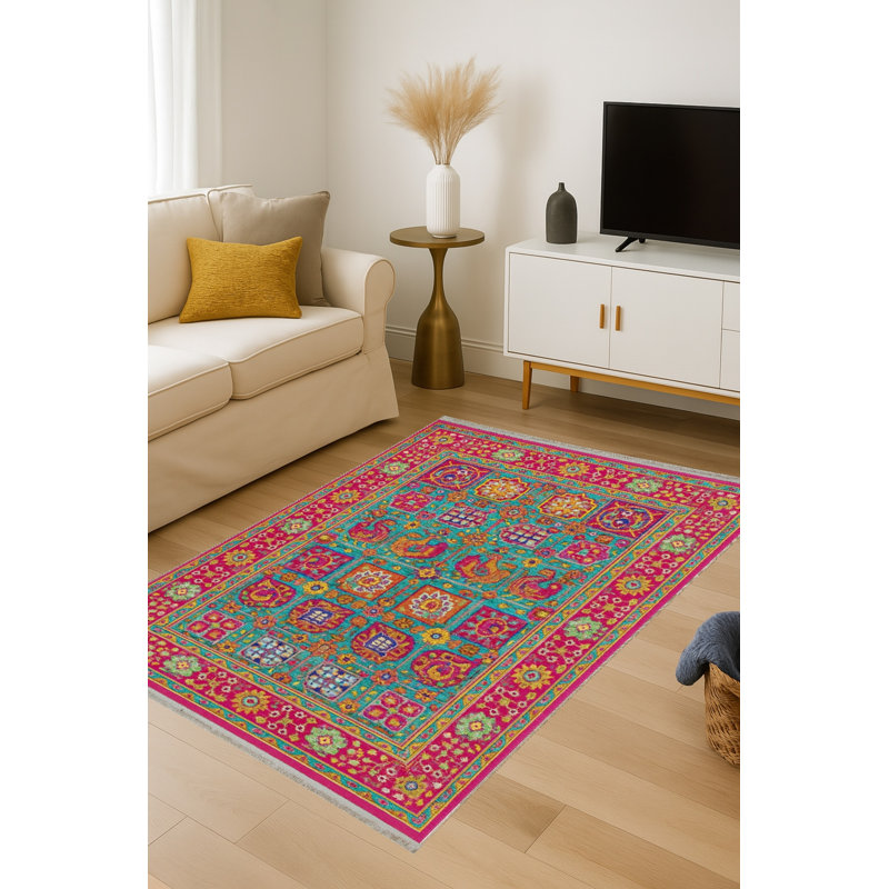 Tapis tissé vert Mosso, 4'11" x 9'10"