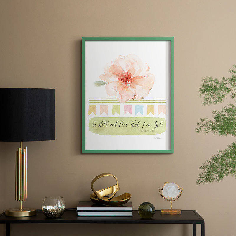 Be Still Framed Print - Solid Wood, 15" H x 12" W, Green