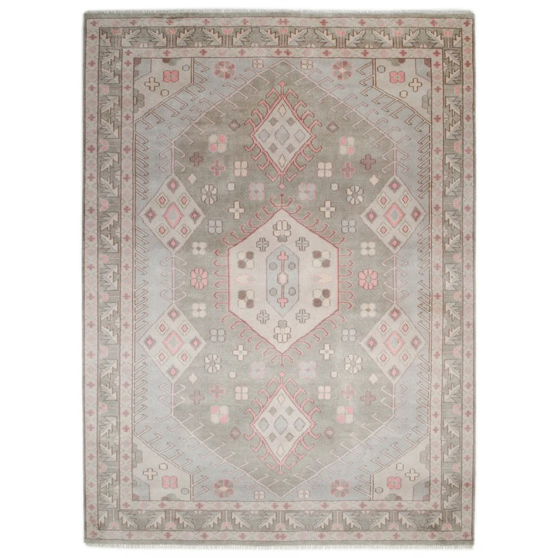 Tapis gris noué à la main Matteson, Rectangle 3 pi x 5 pi