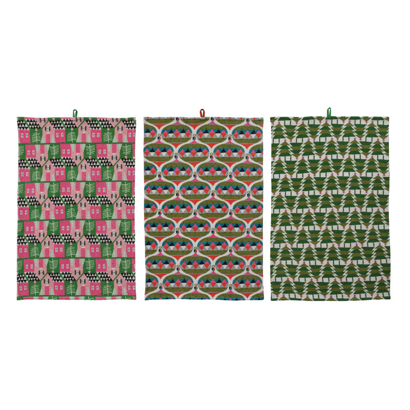 Ensemble de torchons en coton Holiday Waffle Weave