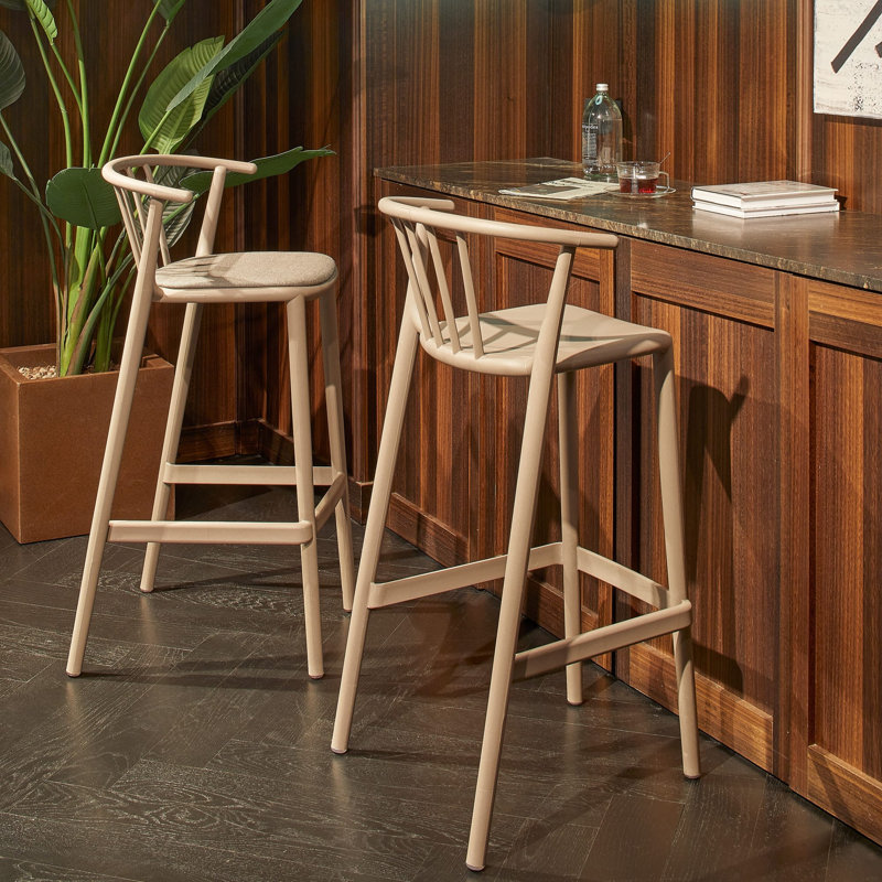 Tabouret de bar 25,79 po Woody, 4, Jaune feu, 29.72"