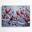 Art mural en métal de Noël oiseaux cardinaux sur des branches couvertes de neige-467205882