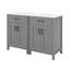 Modern 48" Bathroom Vanity With Ceramic Sink Combo, Lavatory Storage Cabinet With Flip Drawer & Double-Layer Door Shelves