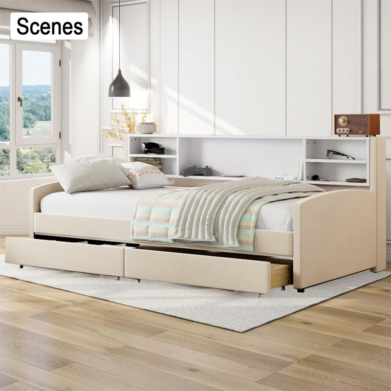 Twin Size Upholstered Daybed With Storage