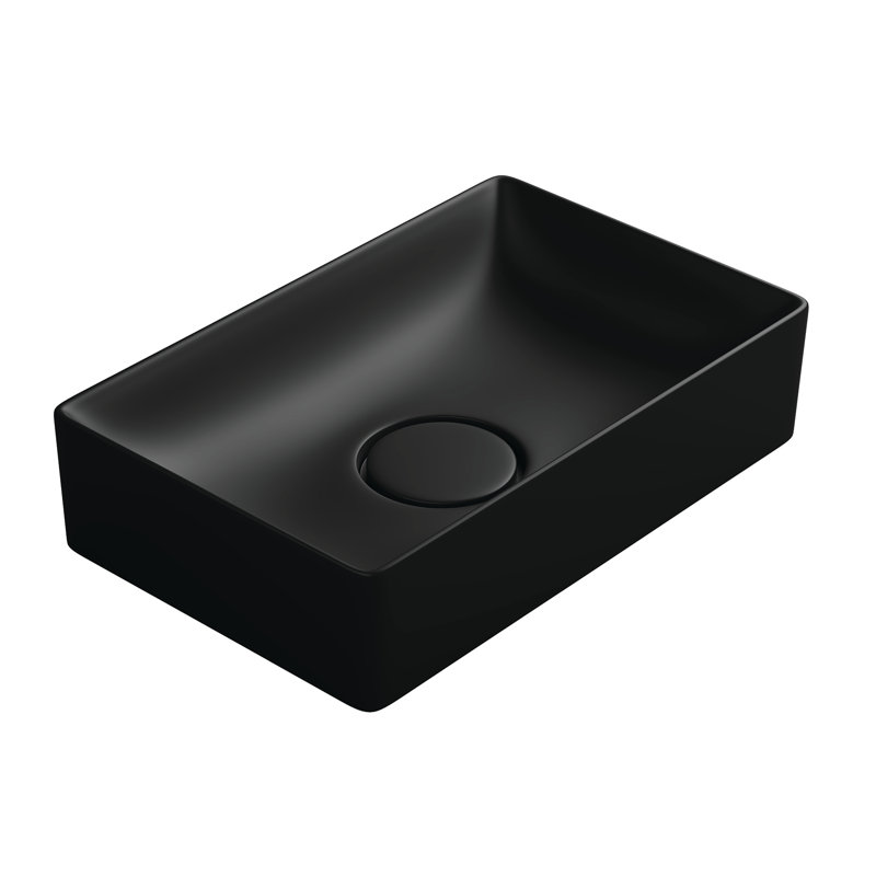 Lavabo de salle de bain vasque rectangulaire en céramique Vision, Noir mat