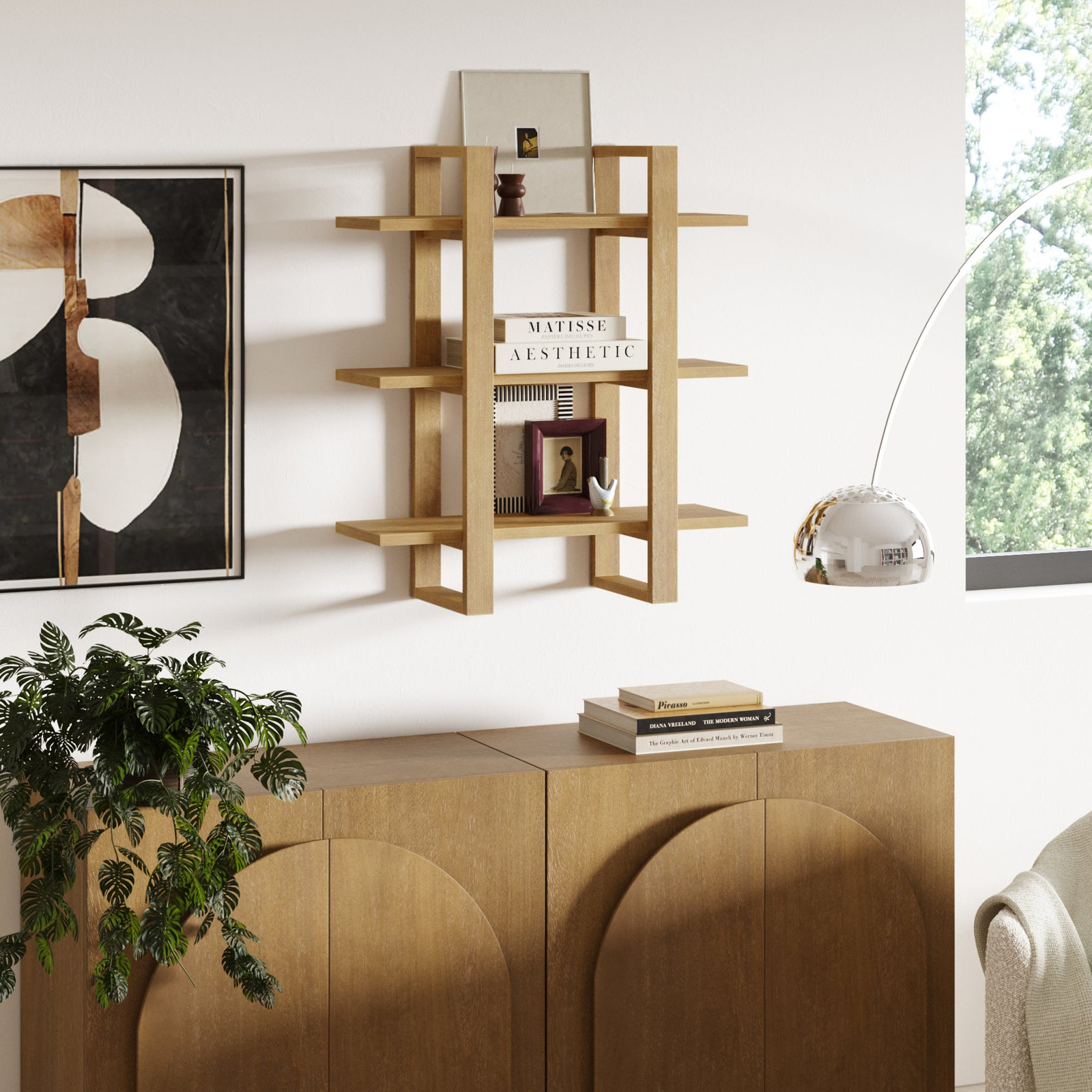 28" Solid Wood Floating Shelf, Light Brown