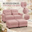 Canapé modulable 2 places en chenille Deerwood de 176 cm de large avec 2 poufs, coussins à volants et coussins lombaires-51657604