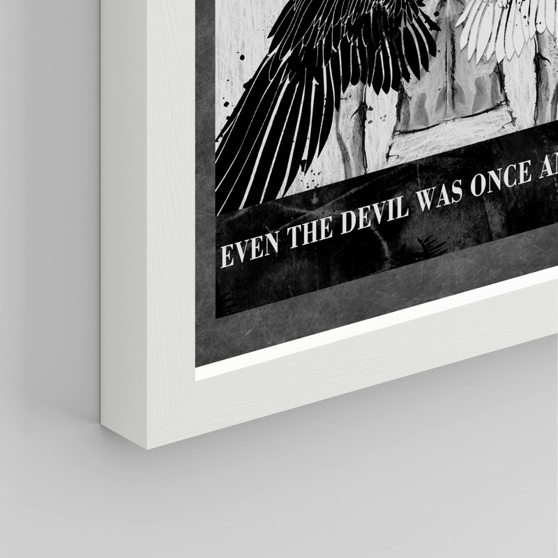 «Lucifer Even Devil Was Angel Once Dark Man» sur papier, H 14 po x l 11 po, Blanc