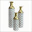 Set of 3 Metal Floor Vases Handcrafted Cutout Hollow Tall Standing Modern Glam Decorative Accent