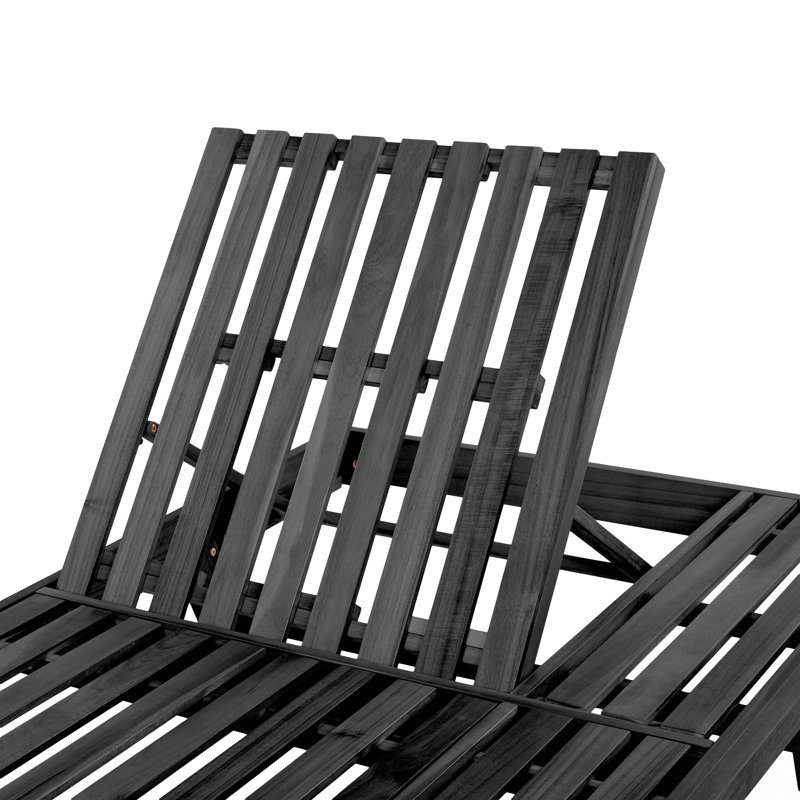 Méridienne pliable en bois d'acacia 2/3 avec dossier réglable et surface de rangement plate, non rembourrée, pour patio, Noir