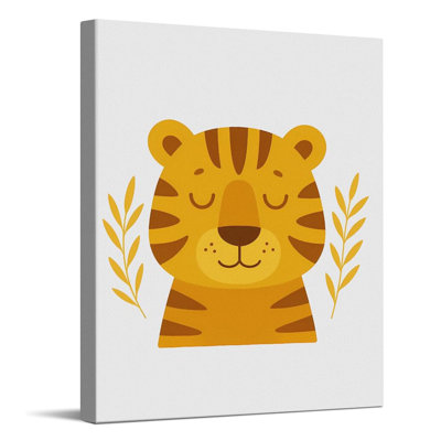 Illustration de tigre mignon, art mural sur toile de chambre de bébé safari, décoration murale de bébé animal pour chambre de bébé, cadeaux pour bébés garçons et filles, affiche de chambre de bébé encadrée enveloppée