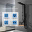 Dual 3-In-1 4-Jet Rainfall Shower Panel System With Rainfall Shower Head,Shelf In Matte Black