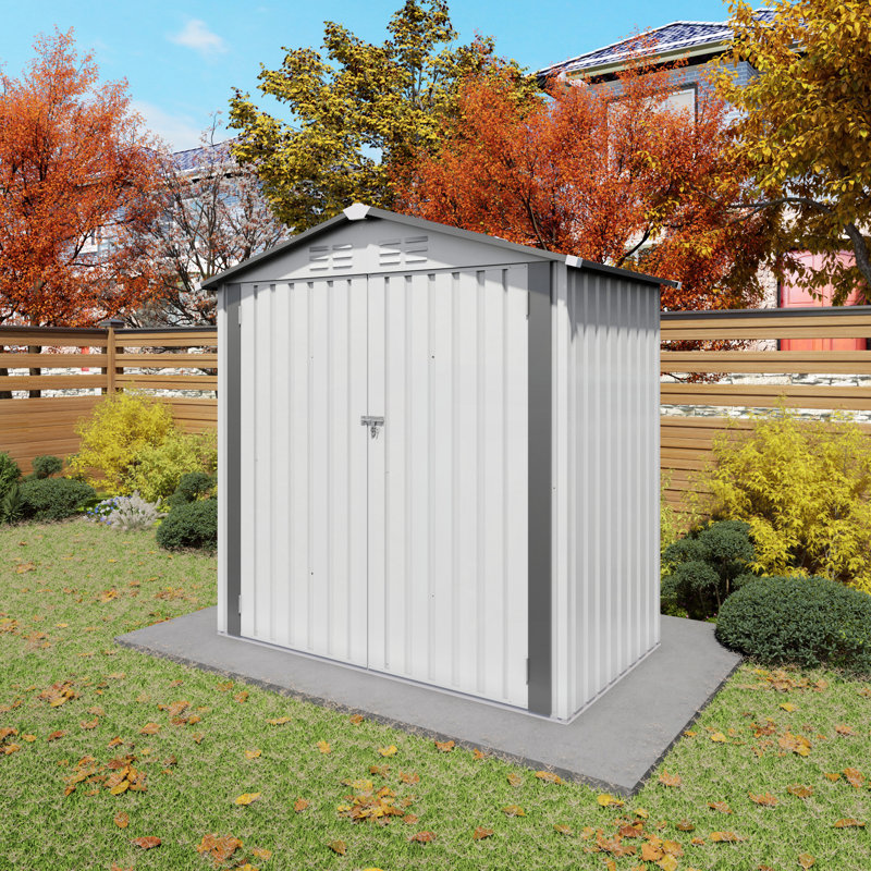  Metal Storage Shed,Tool Shed with Peaked Roof Waterproof with Clear Window and Lockable Door Compact Tool Shed for Garden, Backyard,Patio,Sundries and Bike Storage,