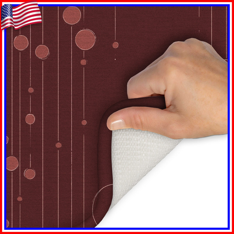 Tapis de bain abstrait, Simple - L 34 po x l 21 po, Géométrique rouge