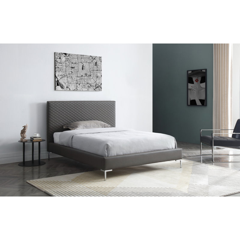 Structure de lit en similicuir Anghelache, gris, Double
