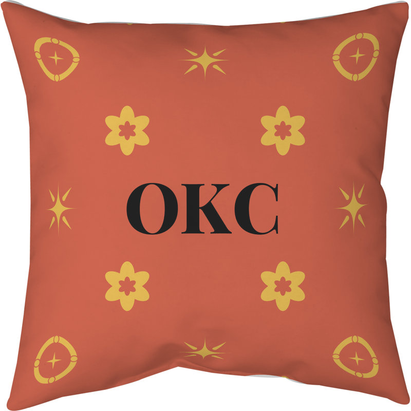 Oreiller Oklahoma City, H 16 po x l 16 po, Oklahoma City - jaune / orange