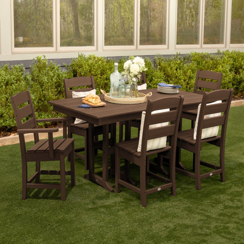 Lakeside 7-Piece Farmhouse Dining Set, Mahogany