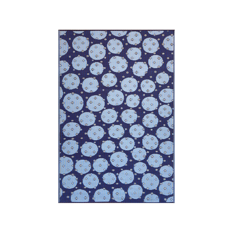4' X 6' Double Polka Outdoor Mat, Blue, Rectangle 4' x 6'