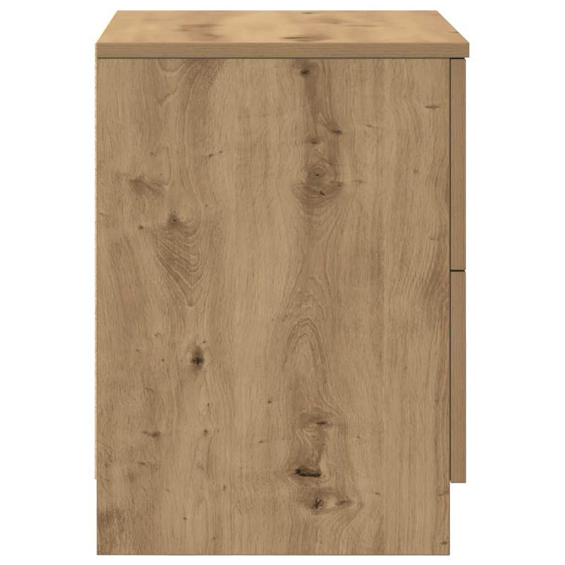 Bedside Cabinet With 2 Drawers, Artisan Oak, 1