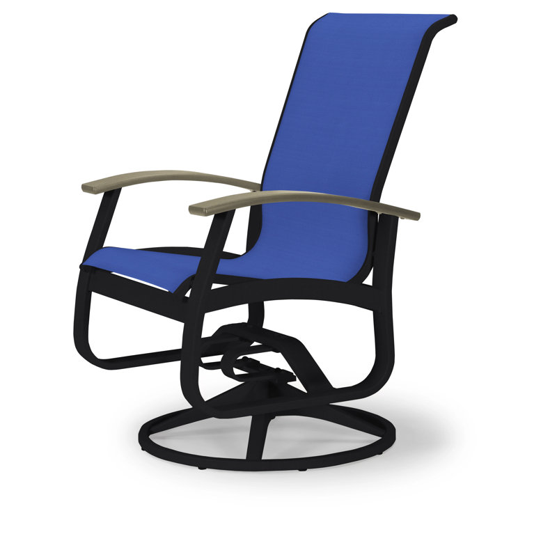 Chaise de patio pivotante Askar, Atlantis bleu royal Sunbrella®, Beachwood P40, Noir texturé
