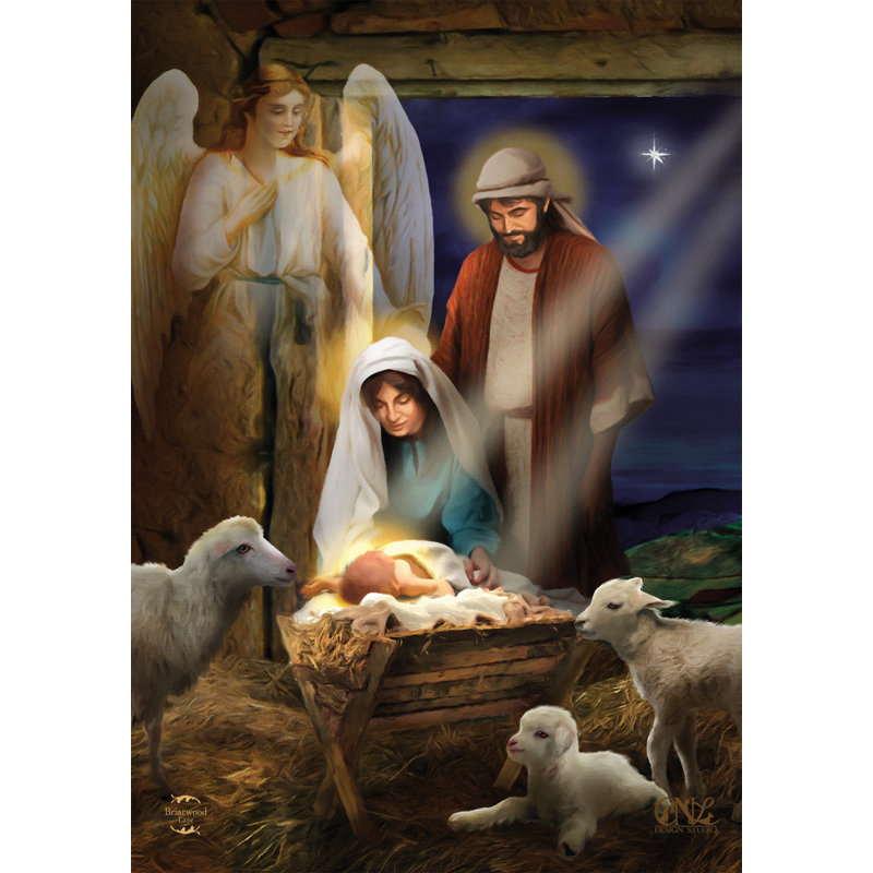 Drapeau de Noël de la Sainte Nativité, Brun/bleu/rouge