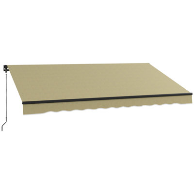 Patio Awning, Canopy Retractable Sun Shade Shelter W/ Manual Crank Handle For Deck, Yard