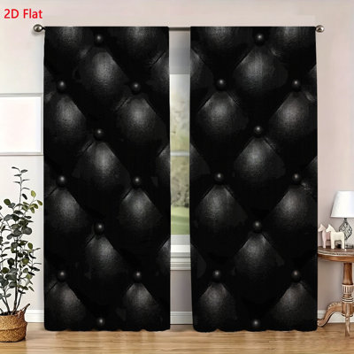 Set of 2 Elegant Faux Leather Textured Window Curtains Modern Quilted Diamond Pattern Drapes for Living Room Bedroom Home Decor Soft Fabric Window Treatments Solid Privacy Panels Easy Install Elegant Room Divider Backdrop