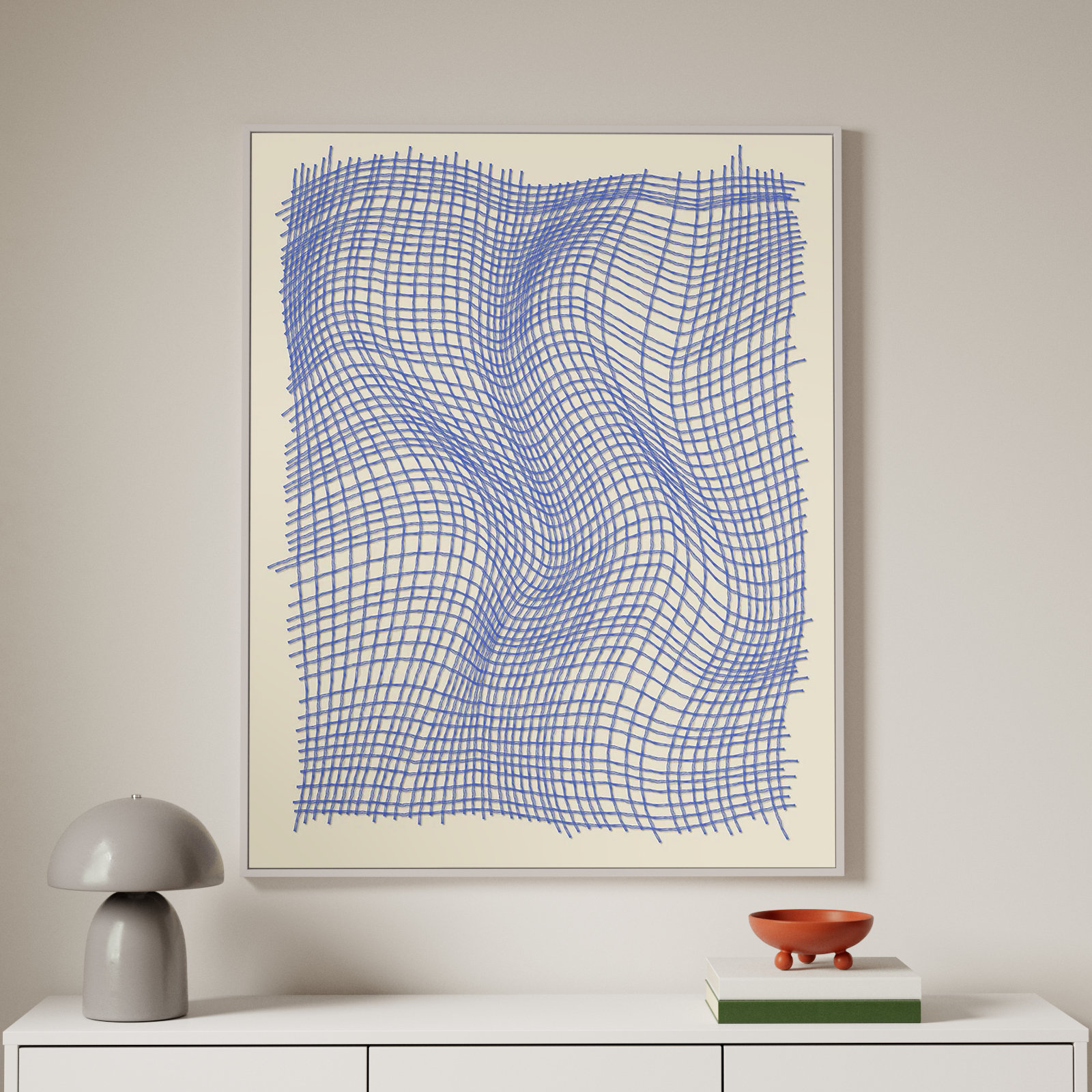 Netting 3 Print by Jacques Pilon, White Single Structure Framed Canvas, 50" H x 40" W x 1.25" D