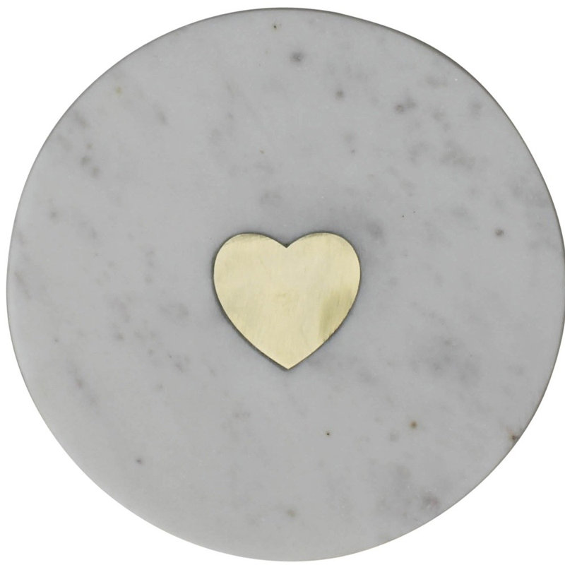 Plateau de service en marbre Heart Inlay