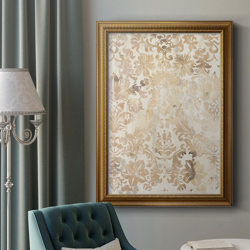 Toile encadrée noyer damassé de qualité supérieure II - prête à être accrochée, L 16 po x H 20 po