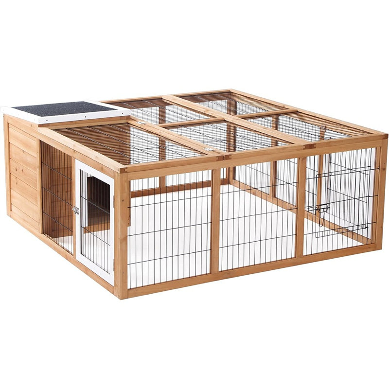 Cage à lapin avec cage principale rabattable et ouverte