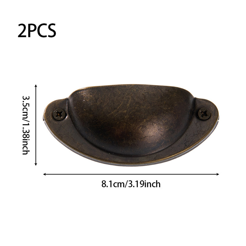 2Pcs Shell Cup Furniture Handles, Bronze