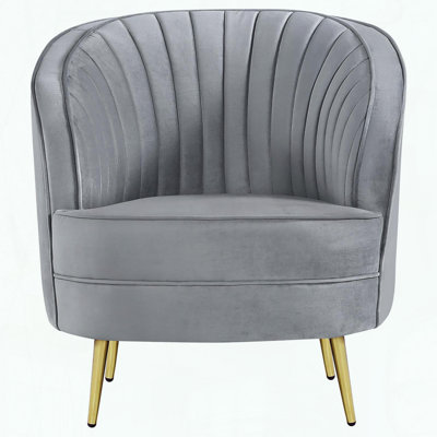 Channel Tufted Velvet Chair with Gold Legs