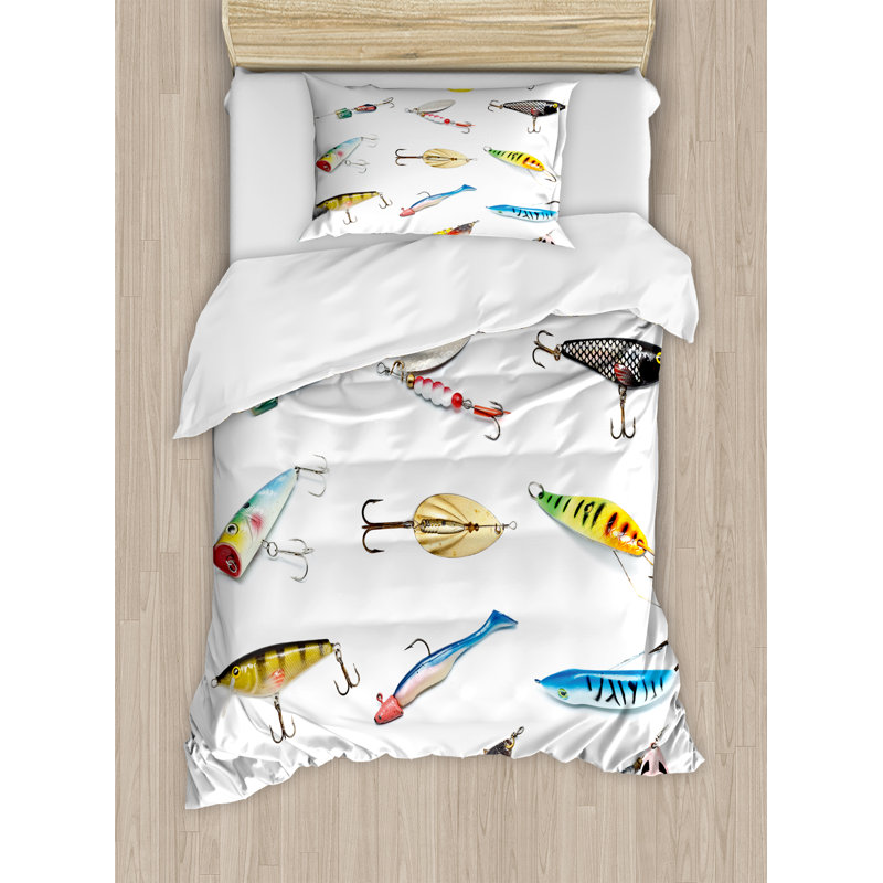 Fishing Coastal Polyester Duvet Cover, Twin