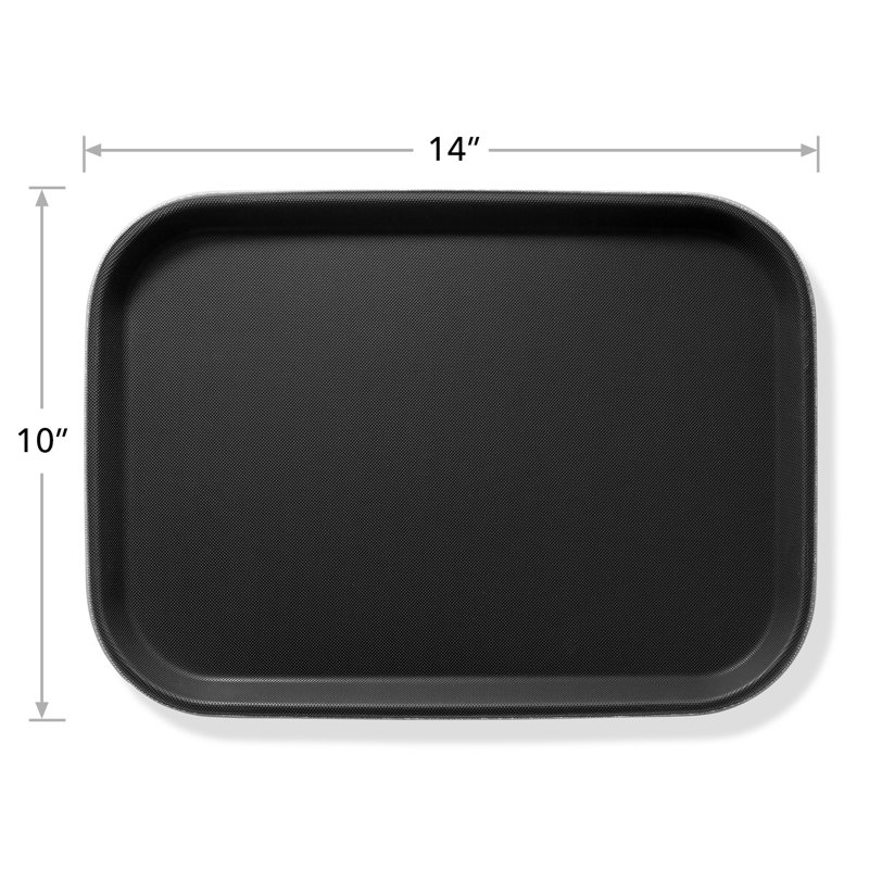 Non-Skid Serving Trays, NSF Certified, Black, 10" x 14" Rectangular