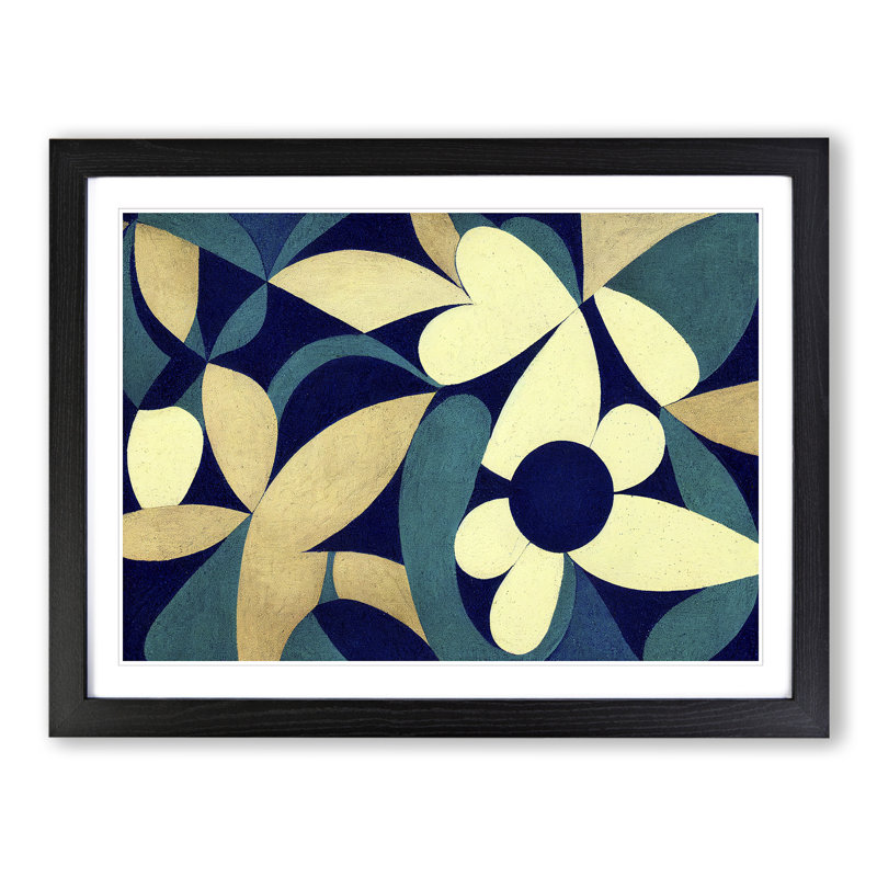 Bluebell Flower Abstract - Single Picture Frame Painting, Black Framed, 25cm H x 34cm W x 2cm D