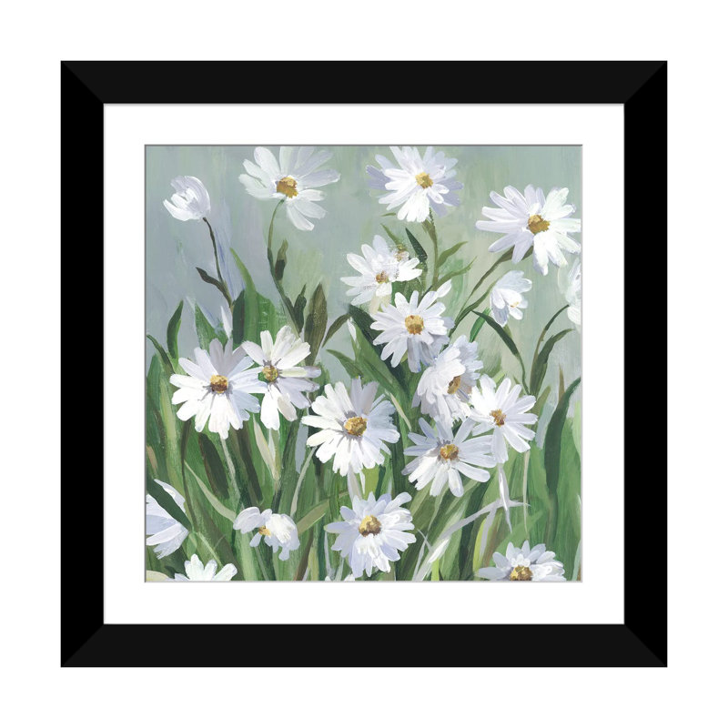 «Daisy Day» par - Toile tendue, H 16 po x l 16 po x P 1 po, Cadre noir